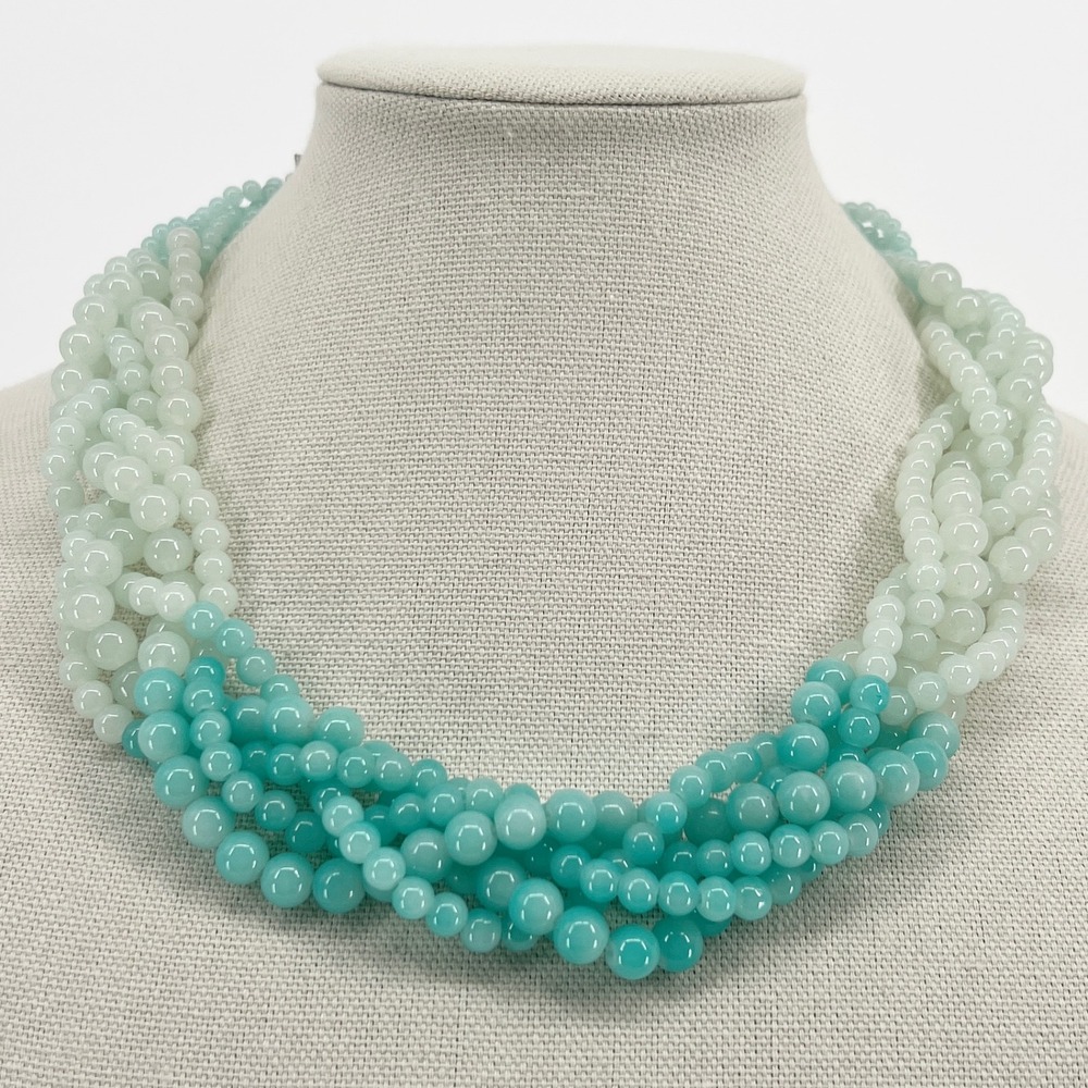 Pertegaz Necklace Women OS Blue Ombre Glass Bead Multi-Strand Statement Jewelry